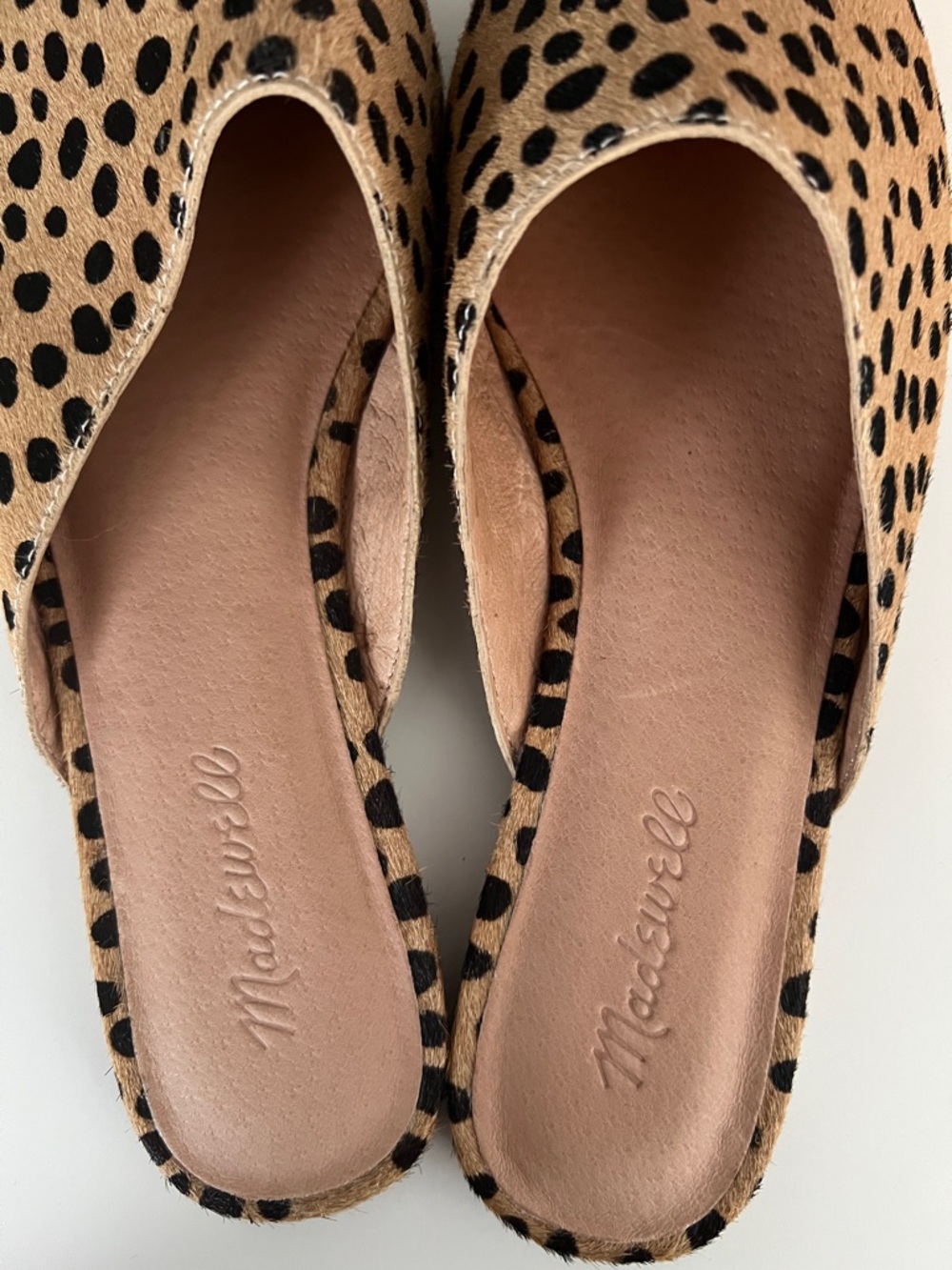 Madewell Leopard-Print Pointed Slip-On Mules in Tan and Black - Picture 3 of 5